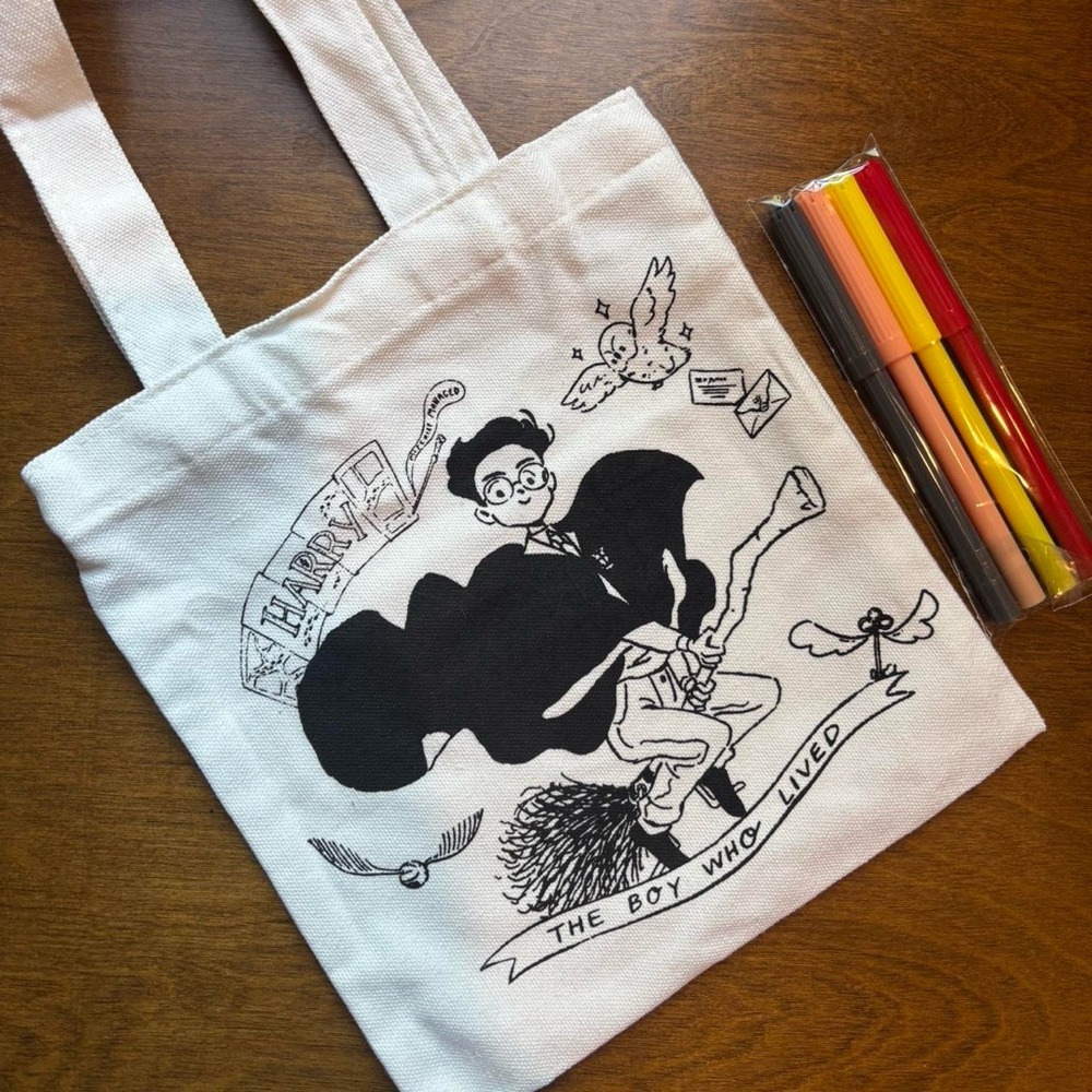 Small Harry Potter Tote Bag with Black Print